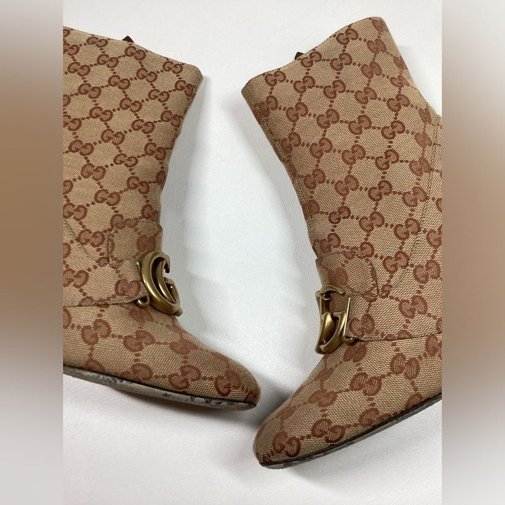 Gucci GG Monogram Victoire 95mm Ankle Boots Beige Ruggine Rust Size EU 39 - Picture 7 of 17